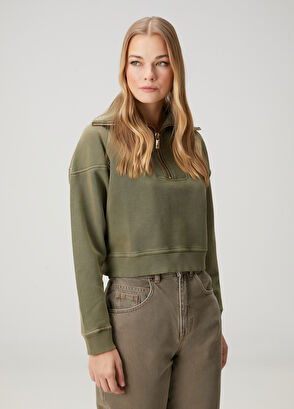 Beymen Club Yağ Yeşili Fermuarlı Sweatshirt - 4