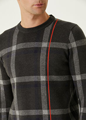 Beymen Club Gri Melanj Ekose Desenli Kazak - 6