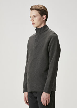 Beymen Club Antrasit Melanj Ottoman Dokulu Sweatshirt - 4