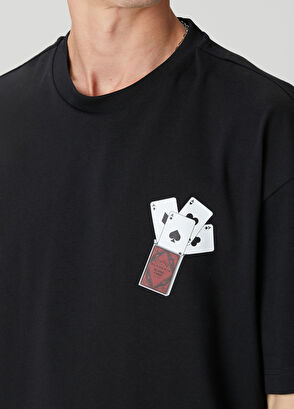 Academia Siyah Kart Baskılı T-shirt - 6