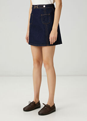 Beymen Club Indigo Belt Detailed Mini Denim Skirt - 3