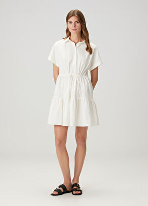 Beymen Club Off-White Mini Shirt Dress - 4