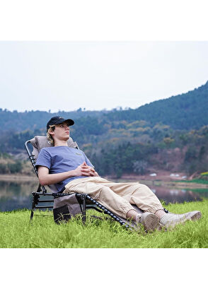 KingCamp Berlin Classic Comfort Lounge Gri 5 Kademeli Katlanır Kamp Şezlong - 6