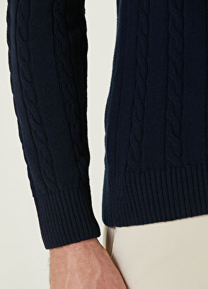 Beymen Club Navy Blue Hair Braid Textured Sweater - 7