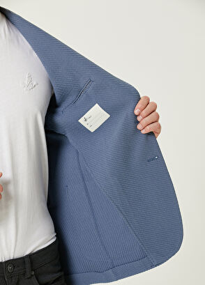 Beymen Club Indigo Diyagonal İri Dokulu Örme Ceket - 10
