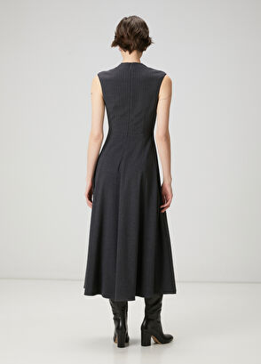 Beymen Club Grey Striped Midi Dress - 5