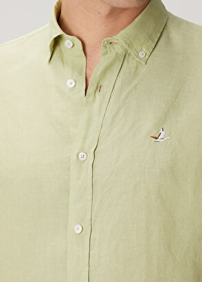 Beymen Club Comfort Fit Yeşil Keten Gömlek - 6