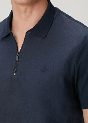 Beymen Club Navy Blue Comfort Fit Linen Insert Polo T-Shirt - 7