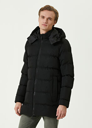 Beymen Club Siyah Kapüşonlu Puff Mont - 3