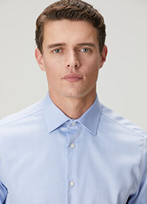 Beymen Club Comfort Fit Koyu Mavi Armürlü Non-iron Gömlek - 7