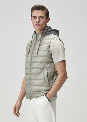 Beymen Club Açık Haki Kapüşonlu Puff Yelek - 5