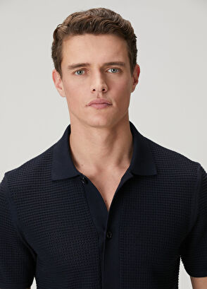 Beymen Club Lacivert Waffle Dokulu Kısa Kollu Triko - 6