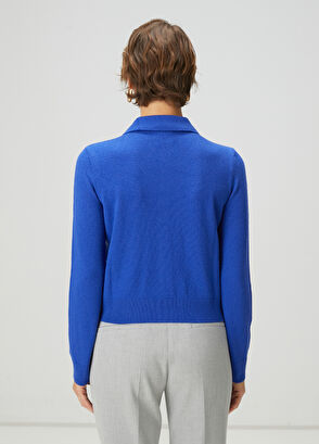 Beymen Club Kobalt Fular Detaylı Yün Polo Hırka - 6