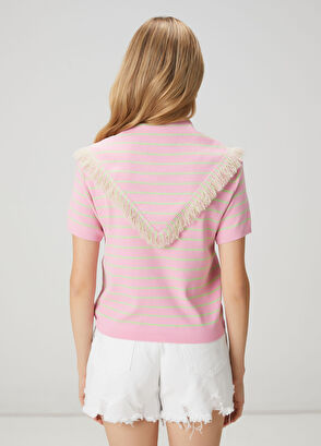 Beymen Club Pembe Çizgili Polo Kazak - 5