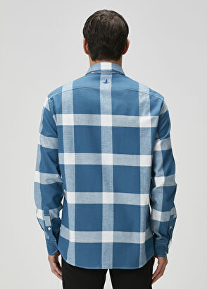 Beymen Club Comfort Fit Indigo Büyük Ekose Desenli Gömlek - 5