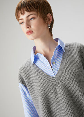 Beymen Club Blue Grey Shirt Detailed Sweater - 4