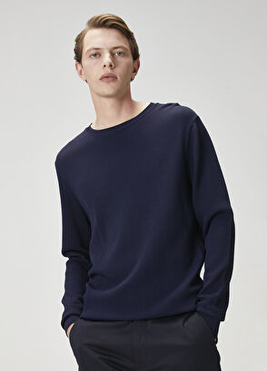 Beymen Club Navy Blue Honeycomb Knit Textured Sweater - 3
