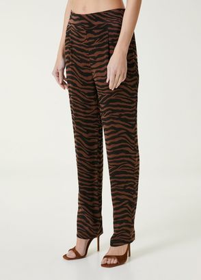 Network Kahverengi Zebra Desenli Pantolon - 4