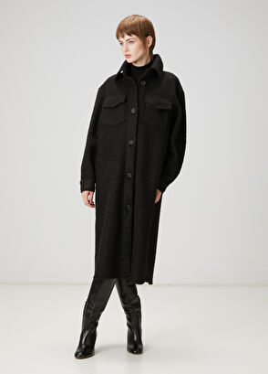 Beymen Club Siyah Yıldız Nakışlı Uzun Yün Dış Gömlek - 4