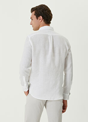 Beymen Club Comfort Fit Beyaz Keten Gömlek - 4