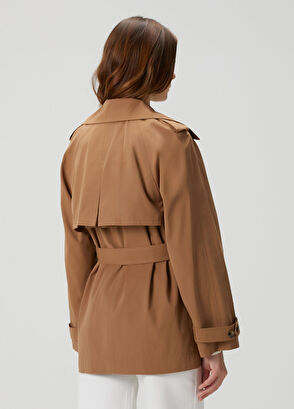 Kahverengi Kısa Pardösü - Görsel 6