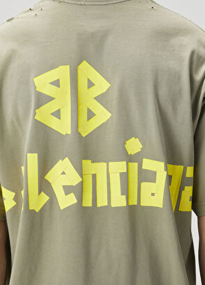 Balenciaga Medium Fit Tape Type Haki T-shirt - 6
