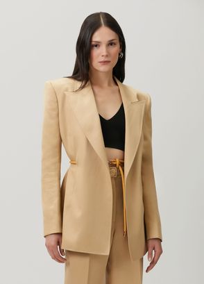 Gabriela Hearst Camel Keten Blazer - 3