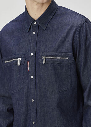 Dsquared2 Navy Blue Denim Shirt - 5