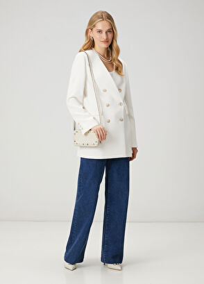 Beymen Club Beyaz Kruvaze Blazer - 3