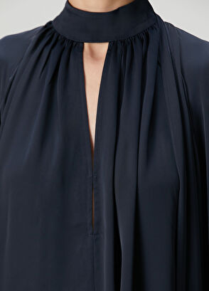 Rotate Birger Christensen Navy Blue Satin Blouse - 5