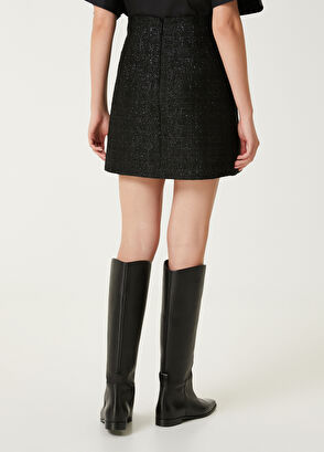 Black Glitter Tweed Mini Skirt Beymen Club Black Glitter Tweed Mini Skirt - 6