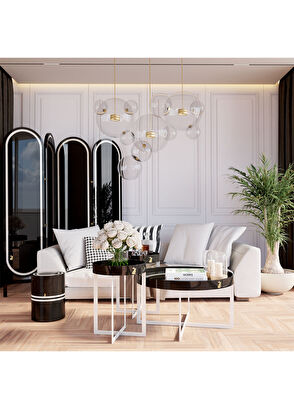 Wonderland Design Atelier Siyah Beyaz Lake Ahşap Orta sehpa - 4