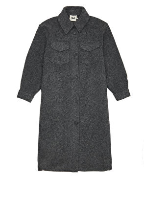 Beymen Club Gri Yıldız Nakışlı Uzun Yün Dış Gömlek - 8