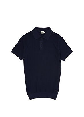 Beymen Club Lacivert Polo Yaka Dalga Jakarlı Kısa Kollu Triko - 8