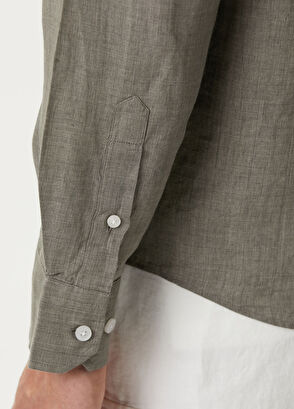 Beymen Club Comfort Fit Italian Collar Delave Linen Shirt - 7
