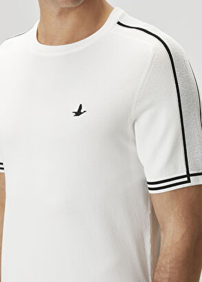 Beymen Club Off-White Stripe Jacquard Short Sleeve Sweater - 7