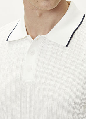 Beymen Club Beyaz Polo Yaka Waffle Örgülü Kısa Kollu Triko - 7