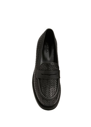 Beymen Club Black Knit Textured Women's Leather Loafer - 4