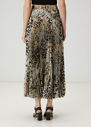 Beymen Club Kahverengi Leopar Desenli Midi Plisoleil Etek - 5
