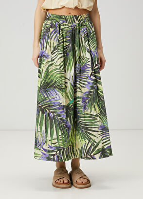 Beymen Club Green Palm Printed Maxi Skirt - 3