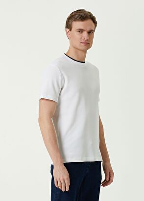 Beymen Club Beyaz Çift Yaka Waffle Dokulu T-shirt - 3