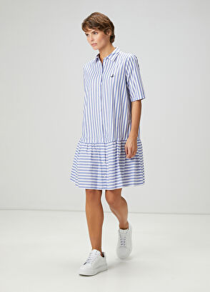 Beymen Club Blue White Striped Midi Shirt Dress - 3