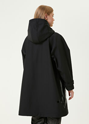 Beymen Club Siyah Kapüşonlu Kuş Aplikeli Kaban - 6