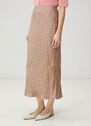 Beymen Club Pink Floral Midi Satin Skirt - 3