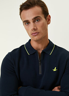 Beymen Club Slim Fit Lacivert Polo Yaka Dokulu Sweatshirt - 7