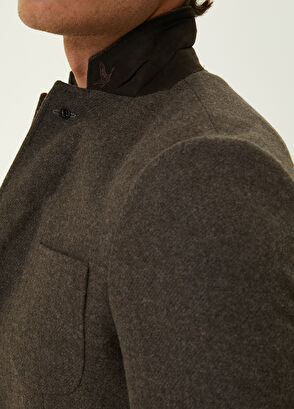 Beymen Club Koyu Kahverengi Kalın Flanel Yün Ceket - 6