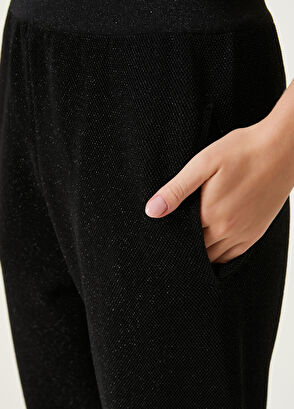 Beymen Club Black Glitter Textured Jogger Pants - 4