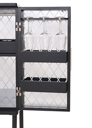 Craft Bar Design Alba Siyah Ahşap Bar Dolabı - 5