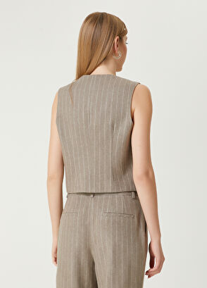 Beymen Club Camel Çizgili Yün Yelek - 7