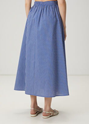 Beymen Club Koyu Mavi Çizgili Midi Etek - 4